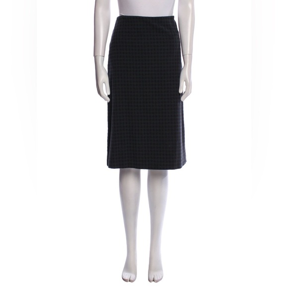 Calvin Klein Collection Wool Blend Green Check Plaid Knee-Length Skirt Size 10 - Picture 1 of 10
